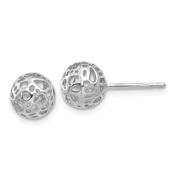 Kazi Luxury 14K White Gold Medium Fancy Ball Post Earrings